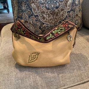 Betsey Johnson Tan Hobo Bag with Embellished Trim